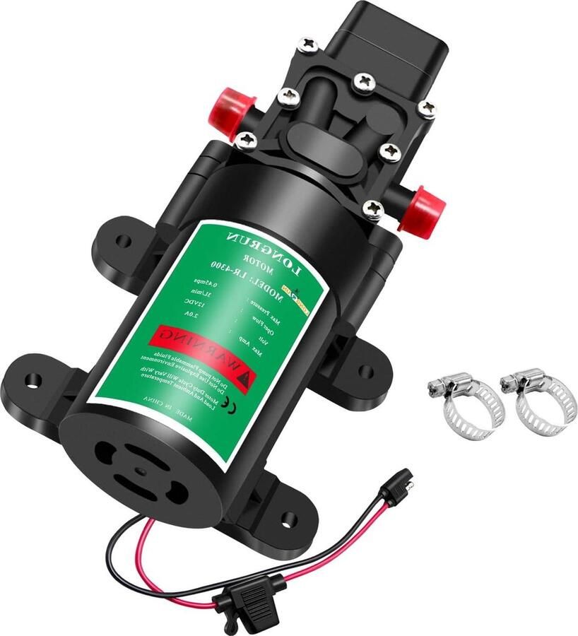 12V DC Waterpomp Zelfaanzuigende Waterpomp 3L-Min 65PSI 4.5Bar Hogedruk Membraanpomp Drukschakelaar Caravan Waterpomp Hogedruk Waterpomp voor Camper Caravan Boten Gazon