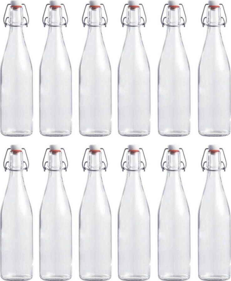 RANO 12x beugelfles 500ml Luchtdicht Transparant weckfles inmaakfles sapfles decoratie fles glazen fles Fles met beugelsluiting beugelflessen glazen flesjes met dop