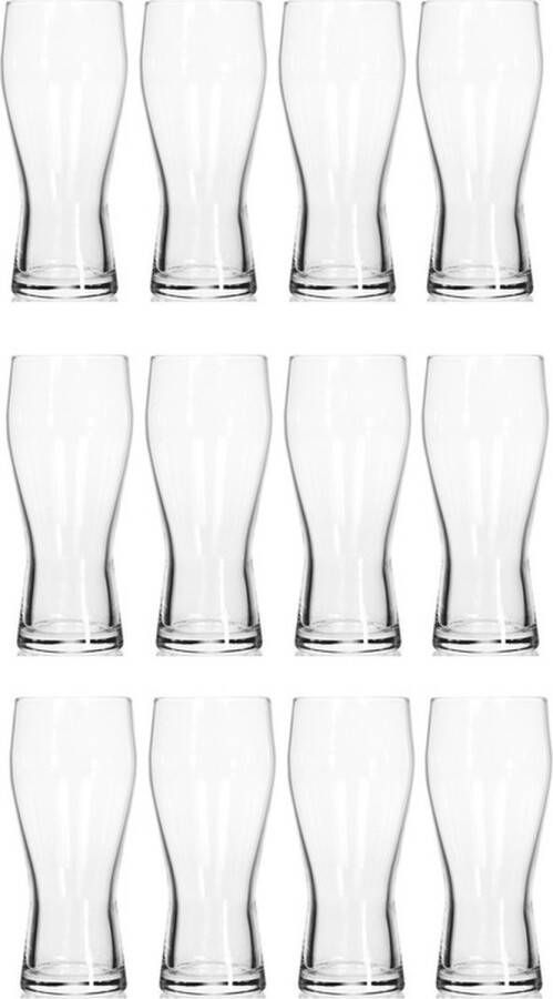 Merkloos Sans marque 12x Bierglazen drinkglazen 370 ml 12-delig bierglas