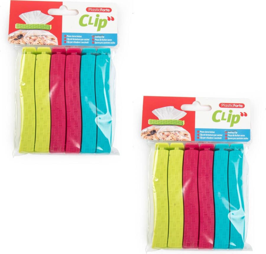 12x Gekleurde keuken afsluitclips vershoudclips 11 cm Keukenbenodigdheden voedsel afsluiten klemmen clips Vershoudklemmen vershoudclips vershoudknijpers