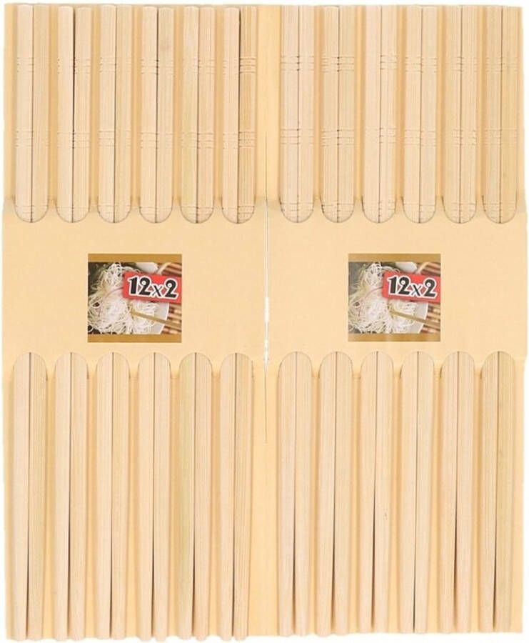 Merkloos 12x paar Sushi eetstokjes licht bamboe hout Eetstokjes
