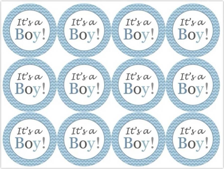 12x Sluitsticker It s a boy! Jongen Blauw 40 mm Geboorte Sticker Sluitzegel Sticker Geboortekaart Baby nieuws Zwangerschap Babyshower Kraamfeest Luxe Sluitzegel