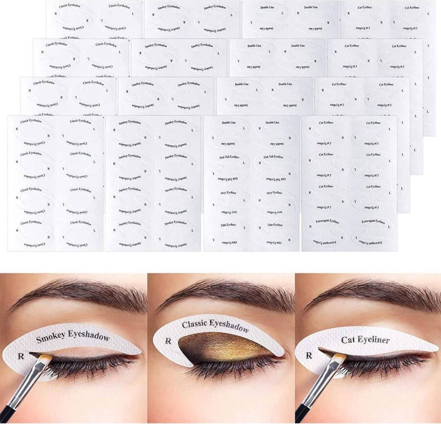 12x Stickervellen met 8 Eyeliner Sjablonen Oogmake-up Stencils Stickers Perfecte Smokey Eyes en Winged Eyeliner Ideaal voor Beginners en Make-up Artiesten