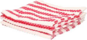 12x Stuks badstoffen vaatdoeken rood wit vaatdoekjes dweiltjes schoonmaakdoekjes 34 cm