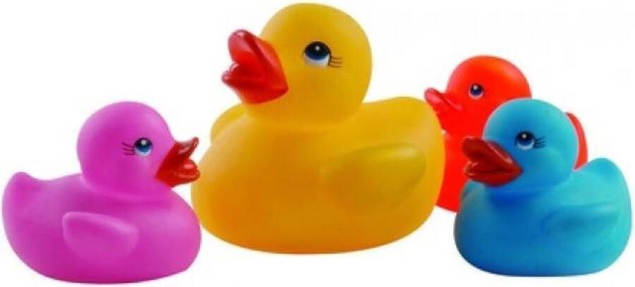 12x stuks rubberen badeendjes familie gekleurd Bad speeltjes
