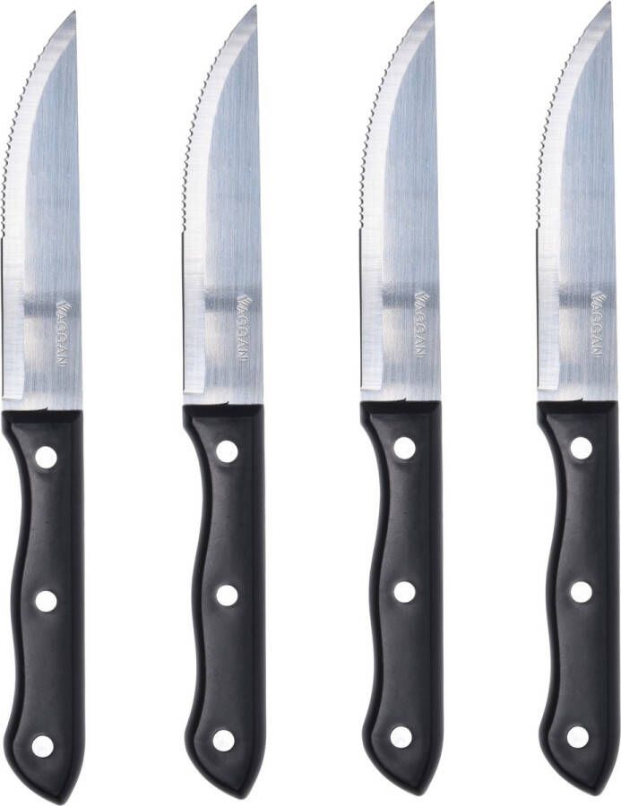12x stuks steakmessen set RVS zilver 33 cm Messenset
