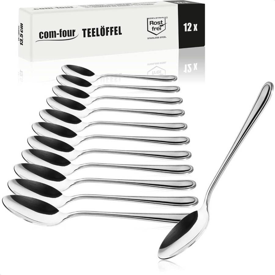 12x theelepel van roestvrij staal stijlvol bestek in eenvoudig design theelepel dessertlepel theeservies ca. 13 5 cm (12 stuks theelepel 13 5 cm)