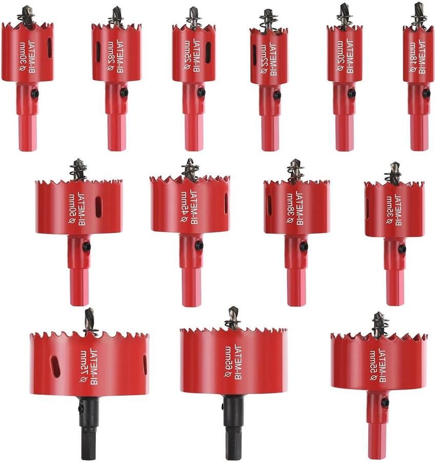 13-delige Bi-metalen gatenzaag set 18 mm tot 75 mm zacht metaal hout PVC-plaat cirkelgaten snijden