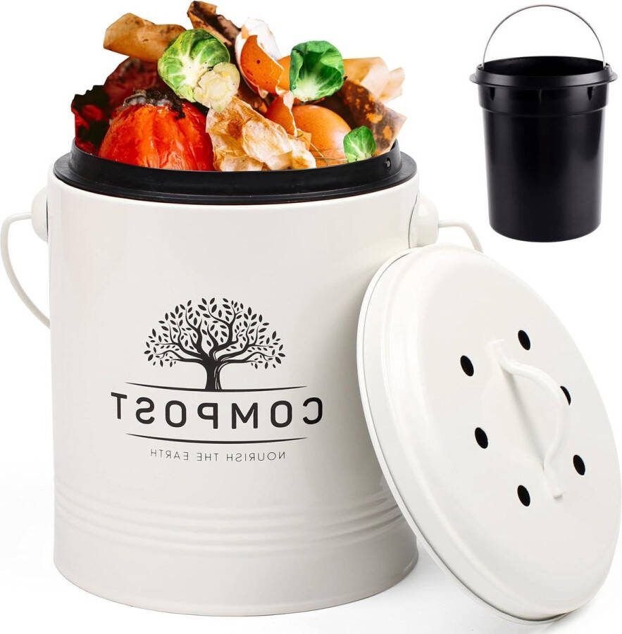 13 gallon keuken compostemmer met deksel binnen compostbak inclusief liner en koolstoffilter voor binnen klein compostvat
