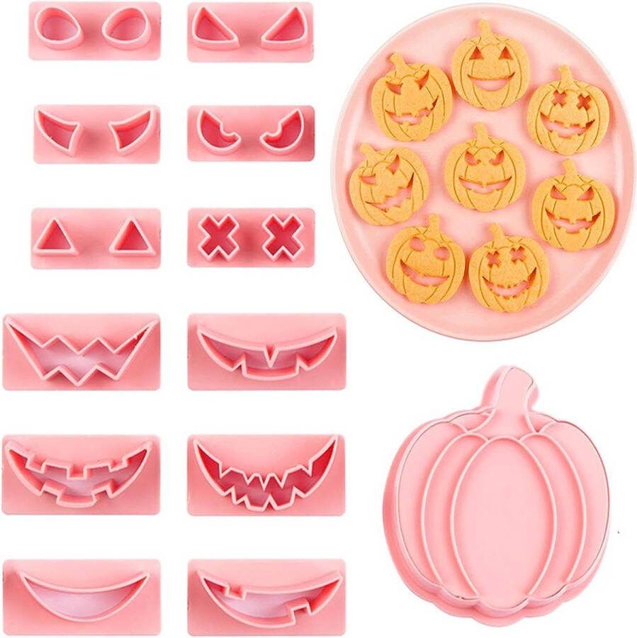 13 stuks Halloween koekjesvormpjes Pompoen koekjesvormpjesset Pompoen gezicht koekjesvormpjes gereedschap Koekjesstempels Plastic mal Koekjes Gebak Fondant mallen Taartdecoraties Koekjesvormpjes voor bakbenodigdheden