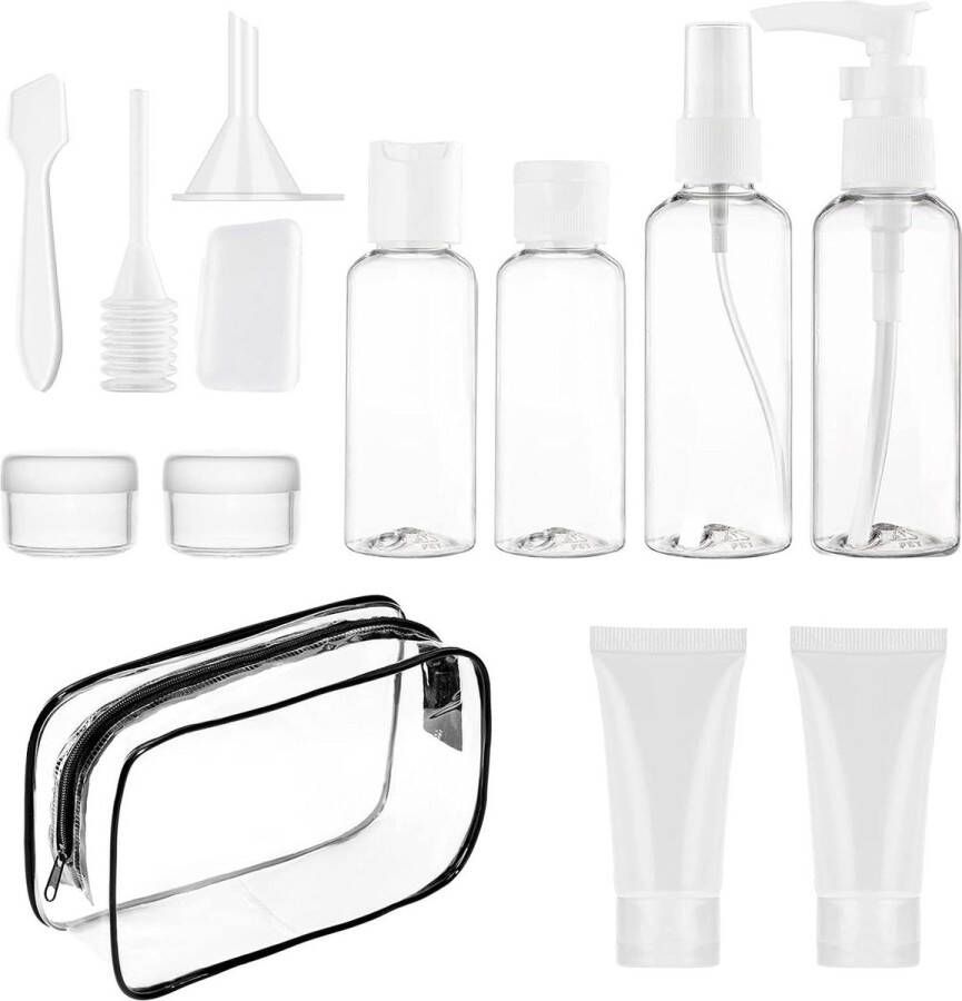 13 stuks reisflessenset TSA-goedgekeurd navulbare vloeistofcontainers lekvrij voor reizen met shampoos en douchegel reisflesjes handbagage