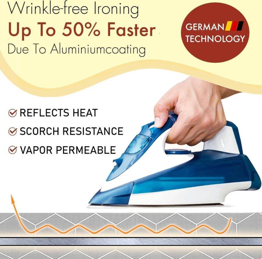 130 x 45 Strijkplankhoes voor stoomgenerator Thermische warmtereflector Met vulling en schuim Elastische band Maat L