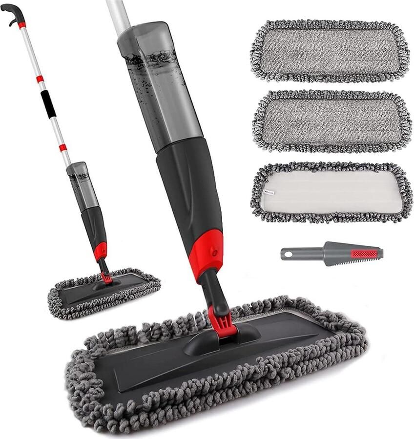 135 cm spray mop met sproeifunctie vloerwisser voor thuis keuken 750 ml 3 wasbare microvezelovertrekken
