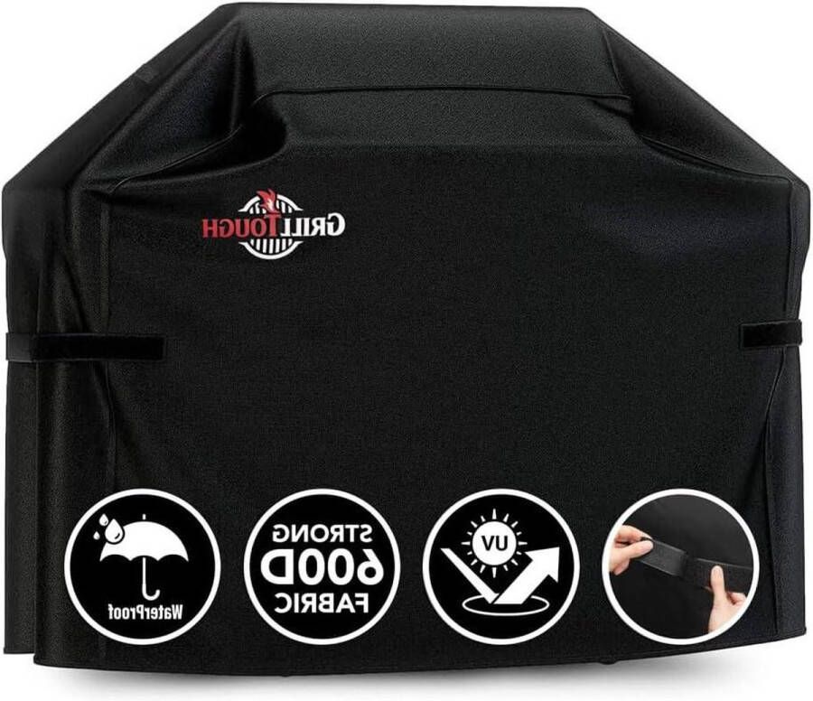 137 cm Heavy Duty waterdichte barbecuehoes voor buitengrill verstelbare bandjes zwart BBQ hoes