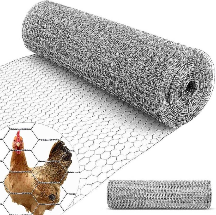 13mm Zeshoekige Pluimvee Netting Gegalvaniseerd Kipdraad Gaas Konijnen Huisdieren Hond Kat Plantaardige Tuin Hekken Verhoogde Bloem Bed 1.0Mx25M Huisbescherming