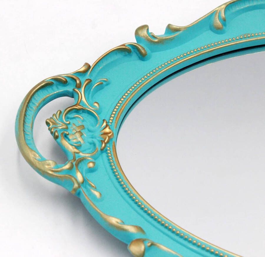 14 5 x 10 inch ovale antieke decoratieve wandspiegel vintage hangende spiegel (blauw)