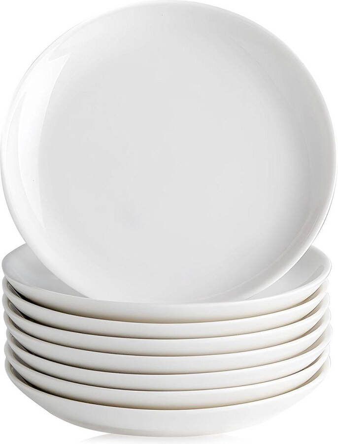 14 cm dessertborden van porselein set van 8 witte taartborden ontbijtborden voor 8 personen kleine platte borden mini-dinerborden voor pasta fruit brood voorgerechten