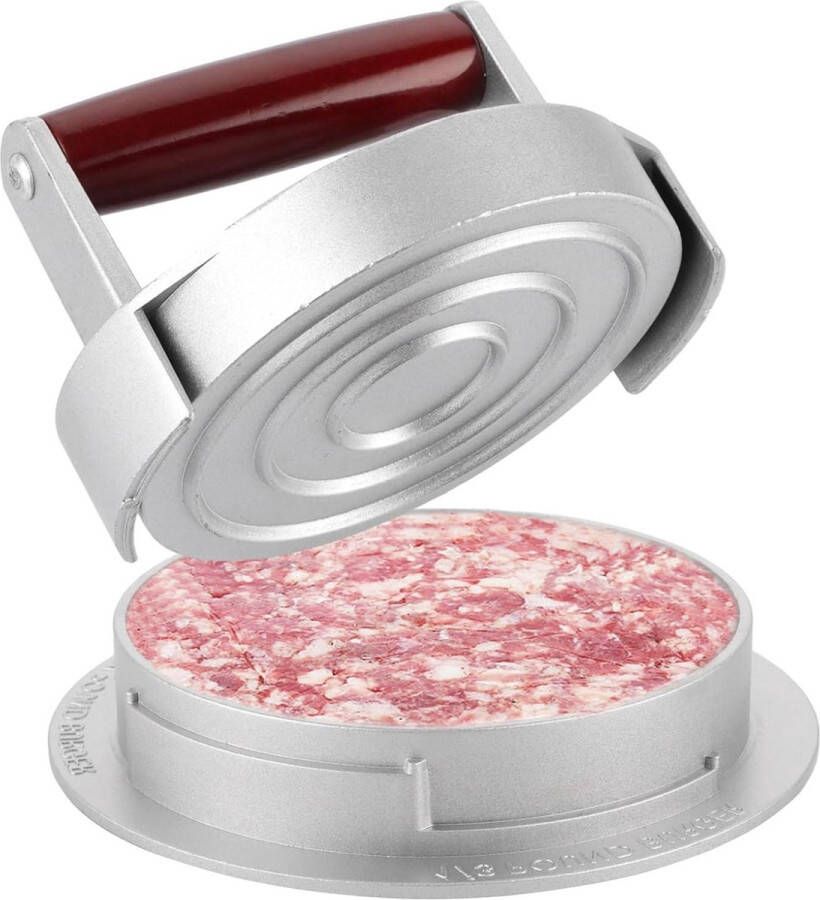 14 cm diameter aluminium hamburgerpers Smash hamburgerpers Anti-aanbak hamburgerpers met houten handvat 3 niveaus voor het instellen van de dikte Lekkere hamburgers smash burger
