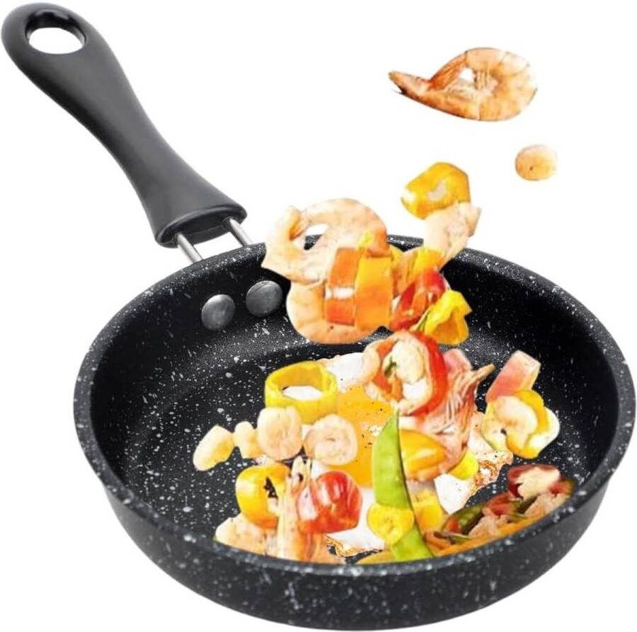14 cm kleine mini-braadpan met anti-aanbaklaag voor inductie draagbare omeletpan voor gasfornuis en inductiekookplaat geschikt voor eieren spek hamschijven en steaks