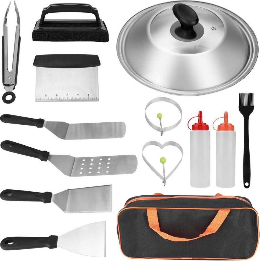 14-delige barbecue-gereedschapsset van roestvrij staal met handtas premium set voor zware campingbarbecue draagbare bbq-accessoires barbecue set