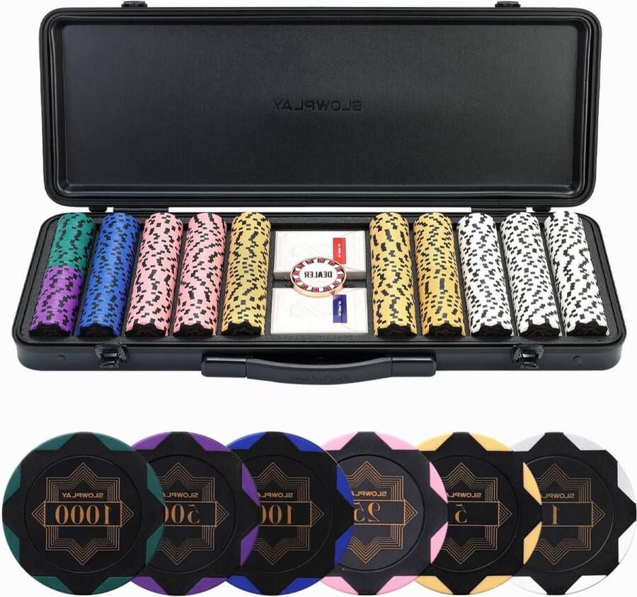 14 gram Klei Pokerchips voor Texas Hold'em 500 STUKS Genummerde Chips Pokerset