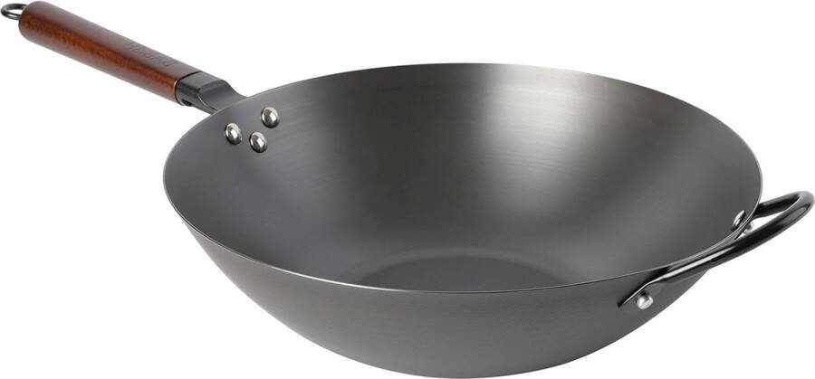 14-inch Koolstofstaal Wokpan met Handvat
