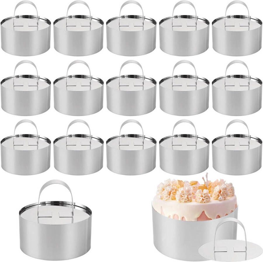 14 stuks dessert- en taartringen 8 cm mini-taartring ronde serveerringen 430 roestvrij staal set rond kleine taartring etensringen dessert gebak mousse cake bakken Cake ring