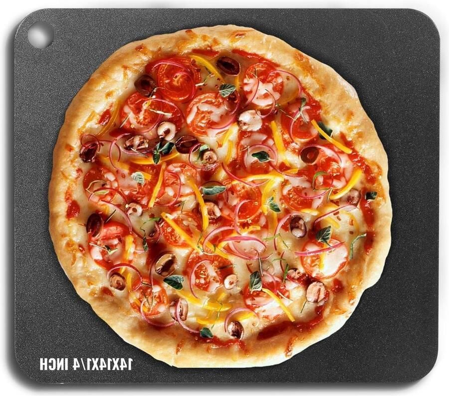 14 x 14 x 1 4 Pizzastaalplaat voor Oven Voorgekruid Koolstofstaal Pizzasteen met Hoge Geleidbaarheid Zware Roestvrije Pizzapan voor Buitengrill & Binnenoven