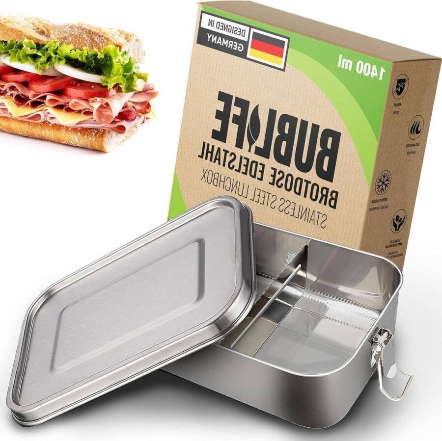 1400 ml Bublife broodtrommel lunchbox bento box met vakken voor kinderen en volwassenen