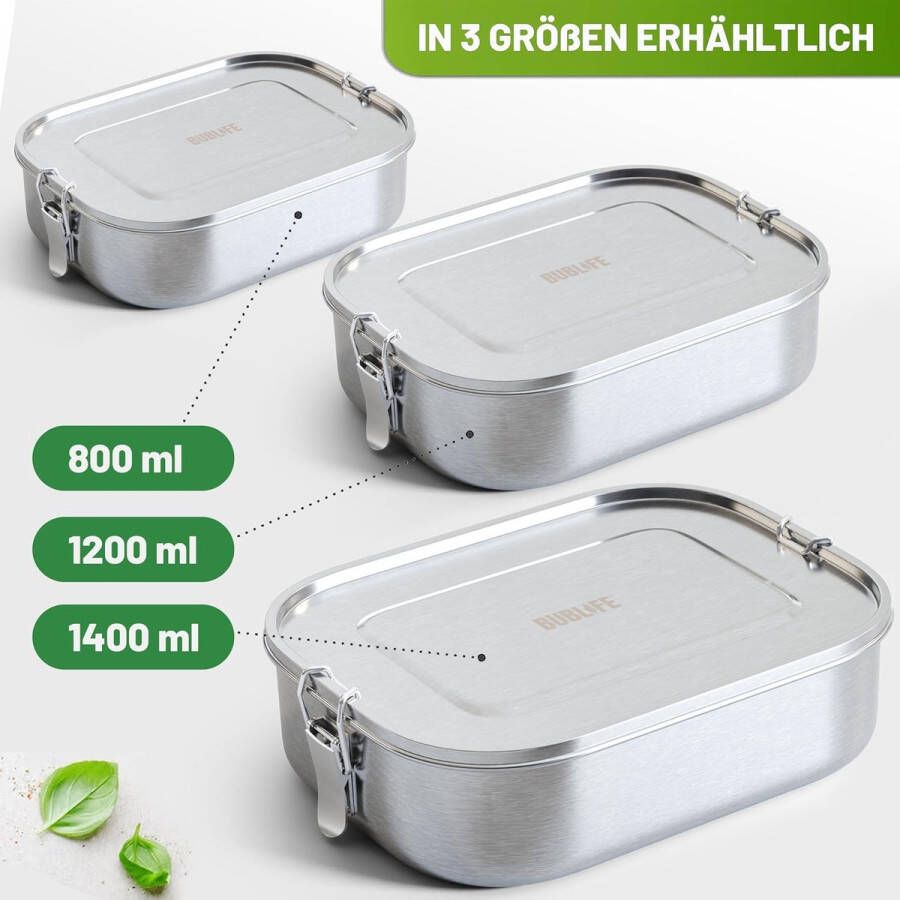1400 ml Lunch Box for Children with Compartments Bento Box for Children Snack Box Lunch Box for Adults Stainless Steel
