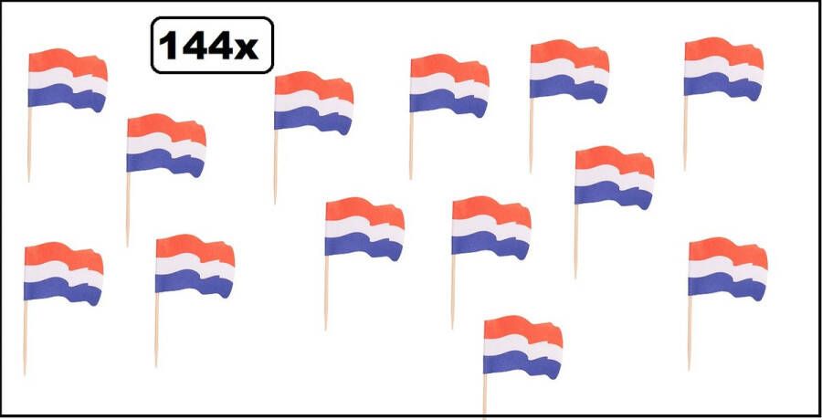 144x cocktailprikkers Nederlandse vlag Cocktail prikker Holland kaas worst snack tapas hapjes festival EK WK thema feest carnaval koningsdag