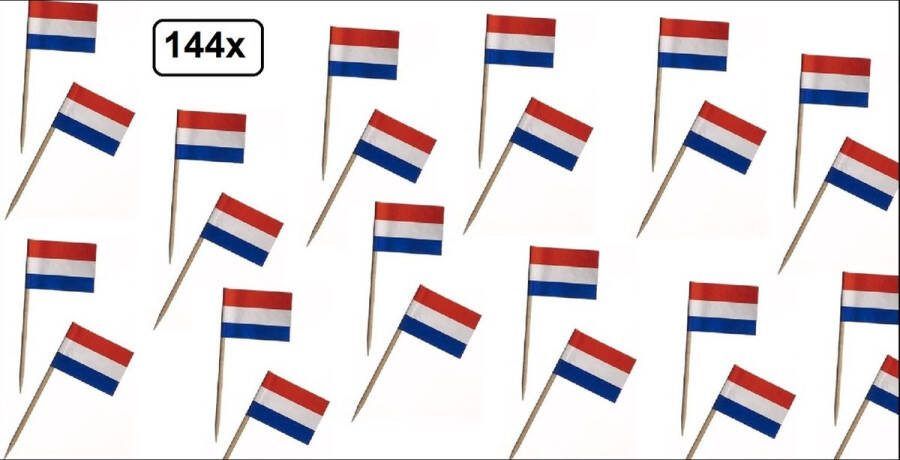 144x cocktailprikkers Nederlandse vlag Cocktail prikker Holland kaas worst snack tapas hapjes festival EK WK thema feest carnaval koningsdag