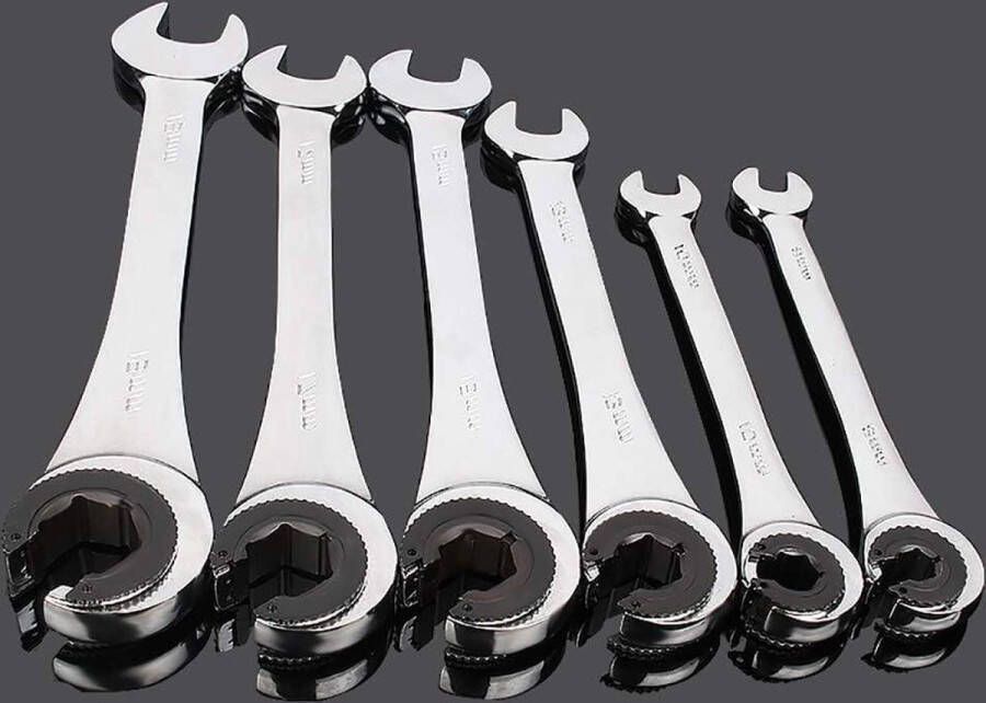 14mm Dubbele Open End Tubing Ratelsleutel Spiegel Polish Ratchet Flare Moer Wrench Set Gemaakt van Chrome Vanadium Staal
