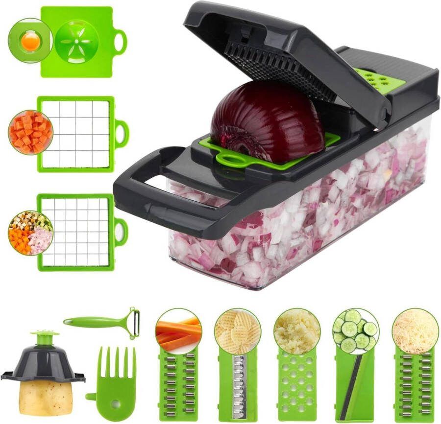 14pcs Vegetable Chopper Spiralizer Slicer Food Onion Potato Veggie Dicer Fry Cutter