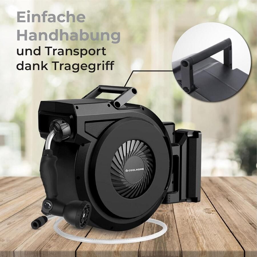15 + 15 meter Wandslangbox tuinslang met rol slanghouder 180 graden draaibaar zwart Tuinslang haspel