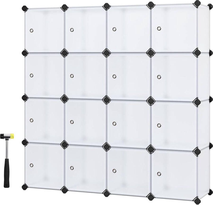 15 Cube DIY Shelving System Kunststof kast met deuren Witte stal Eenvoudig te monteren Grendelloze rekken LPC44BS Opbergrek