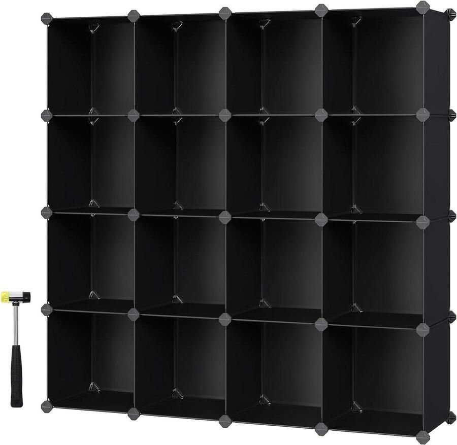 15-Cube DIY Stackable Shoe Rack System Wardrobe Room Divider Black