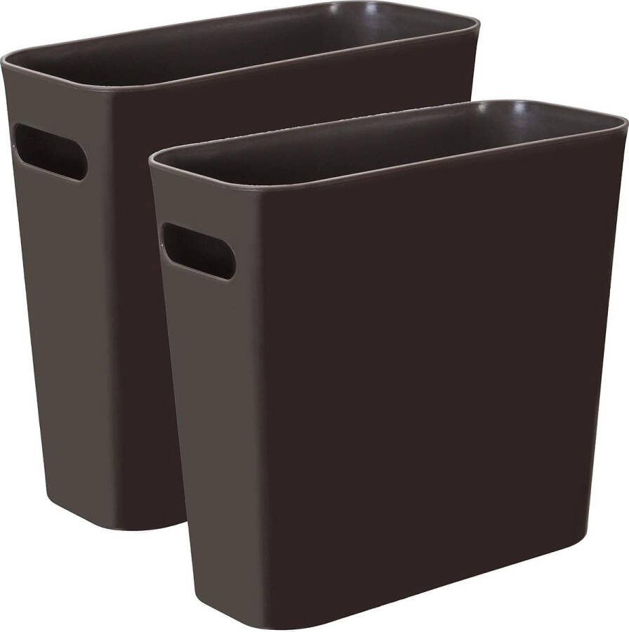 15-gallon slanke vuilnisbak plastic met handgrepen voor thuiskantoor keuken-badkamer (2-pack)