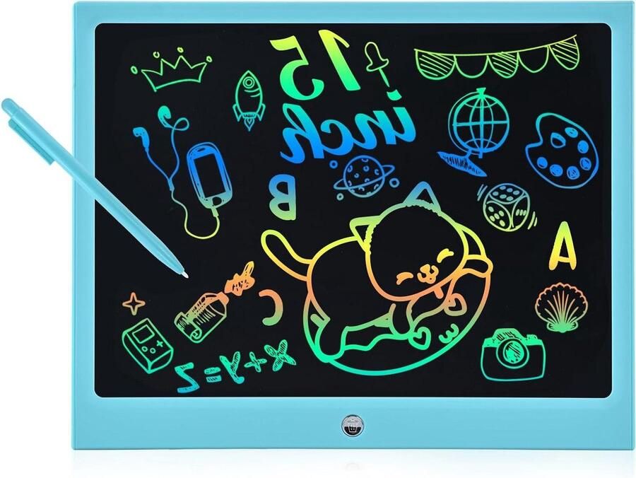 15-inch milieuvriendelijk helder kleurrijk tekenbord toverbord tekenblok kindertablet vanaf 3 jaar blauw cadeaus voor kinderen Tekenbord