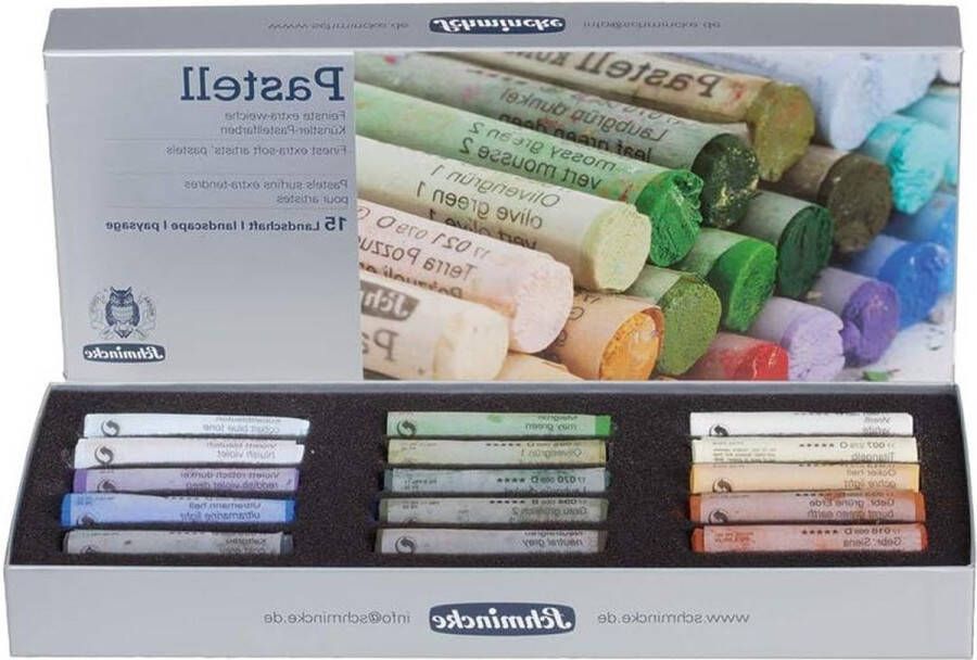 15 kleuren Landschap pastelpotloden kartonnen set handgemaakte pastels glanzende fluweelmatte zeer lichtecht 77 315 097