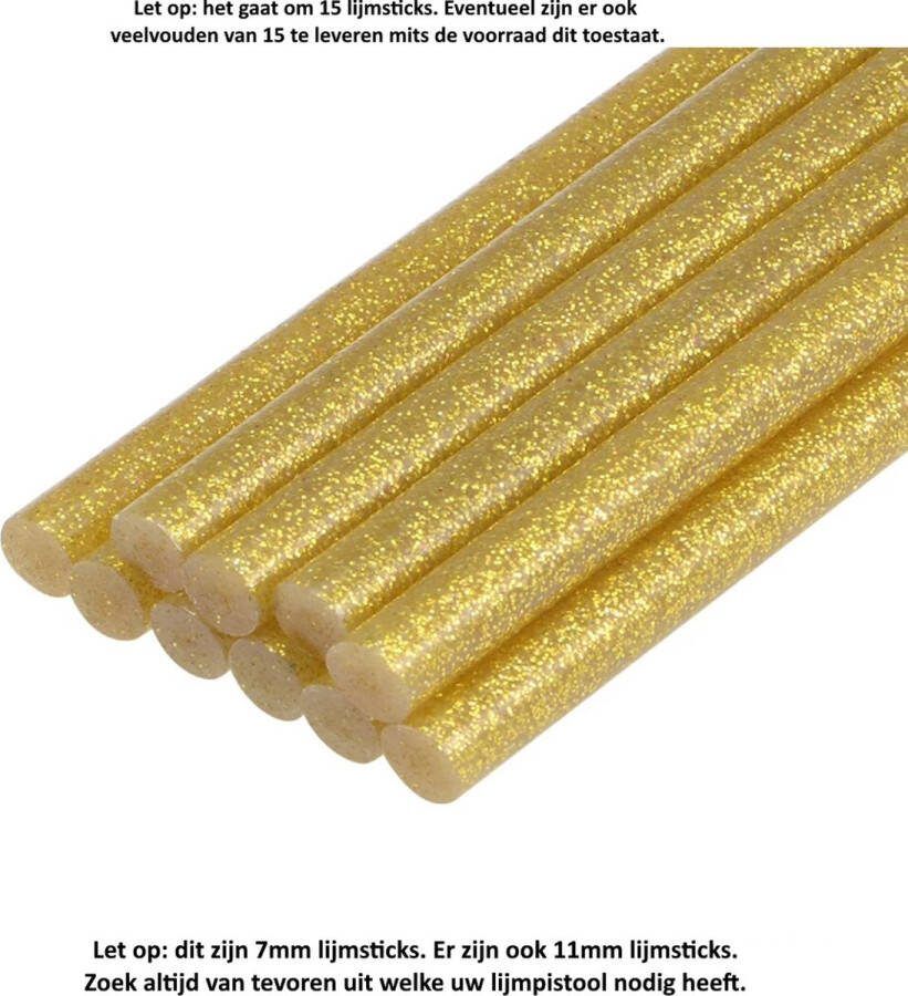 15 lijmpatronen 7 mm diameter goudkleurig met glitter metallic korrel lijmsticks smeltbare lijmpistool lijm goud gold Let op de maat!