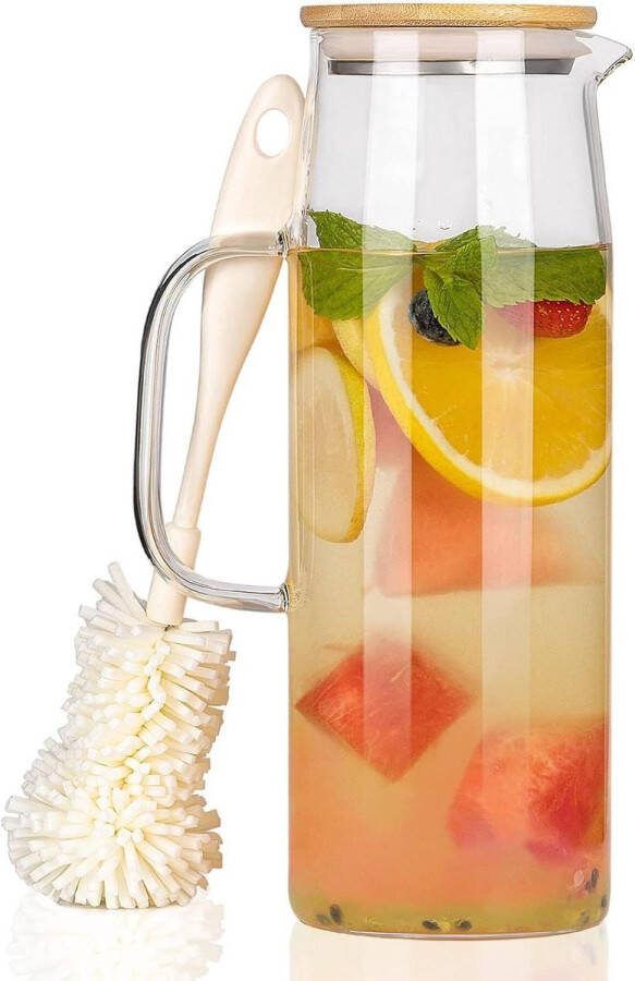 15 liter glazen CNNIK waterkan hittebestendige borosilicaat ijsthee kruik met bamboe deksel glazen karaf voor sap warme en koude dranken Milk Jug Kit