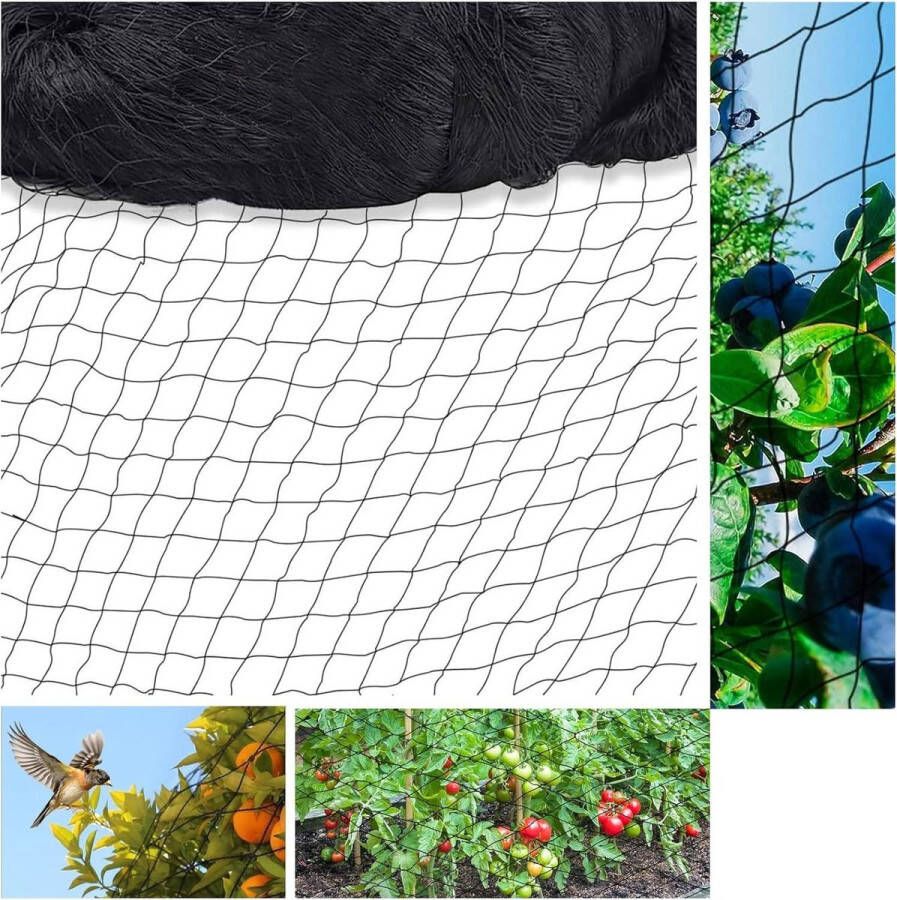 15 m x 15 m vogelbeschermingsnet vogelnet voor kippenhokken zwart plantennet voor fruitbomen en groenten scheurbestendig beschermt tegen vogelvraat maaswijdte 5 x 5 cm bird netting