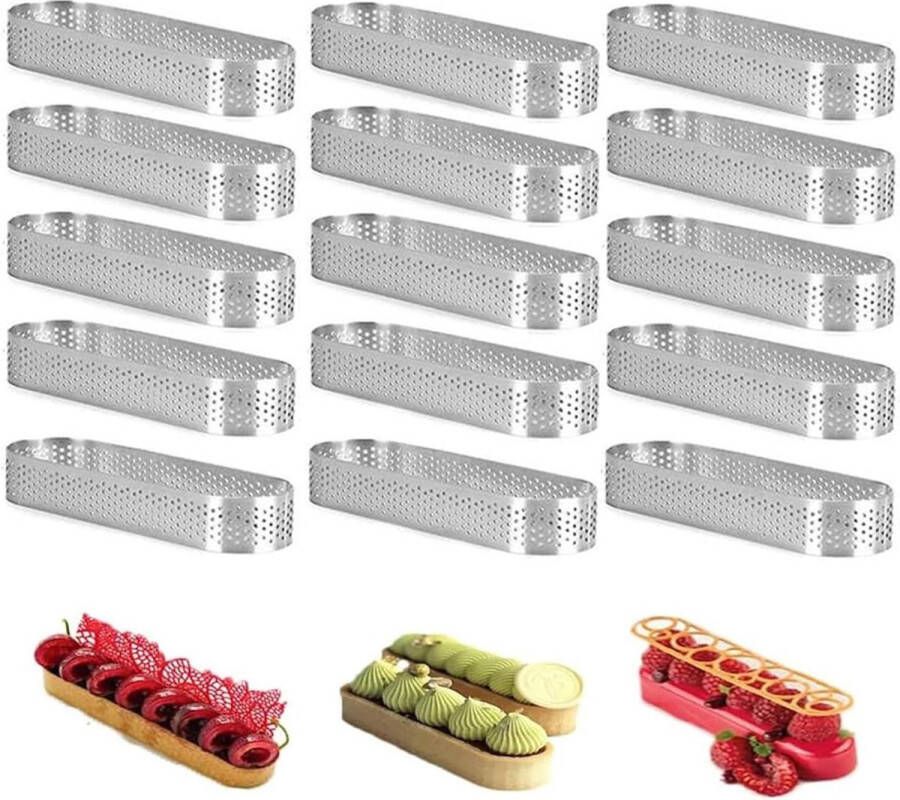 15 stuks geperforeerde ovale tarteletvormen van roestvrij staal ideale taartvormen voor bakken van taarten mousse quiche tartelette vormen
