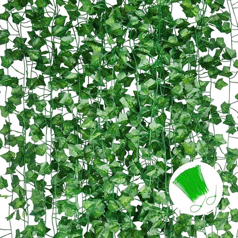 15 stuks klimop kunstmatige hangende slinger kunstplant decoratie hangplant kunstmatige klimop voor kantoor tuin 103 ft (100 kabelbinders)