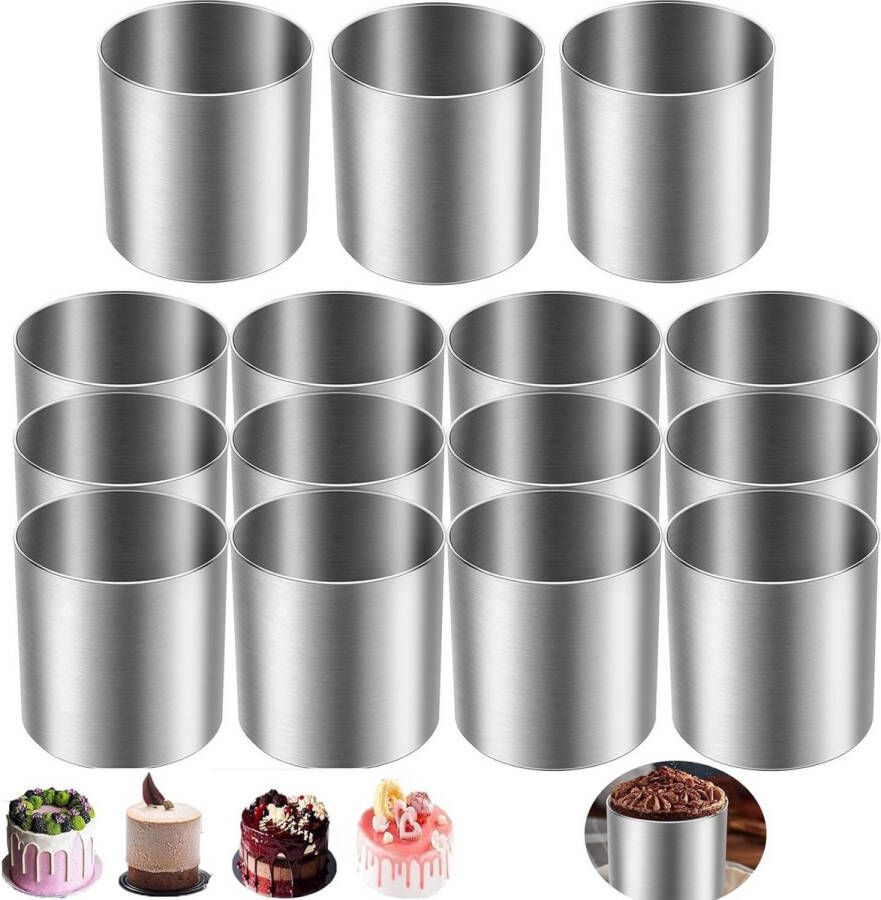 15 stuks roestvrij stalen mousse ringen ronde uitsteekvormpjes cakevorm keuken bakken gebak gereedschap taart fondant