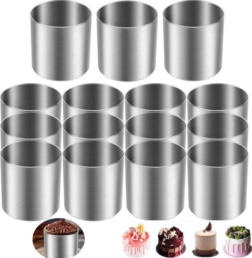 15 stuks roestvrij stalen mousse ringen ronde uitsteekvormpjes cakevorm keuken bakken gebak gereedschap voor taart fondant enz