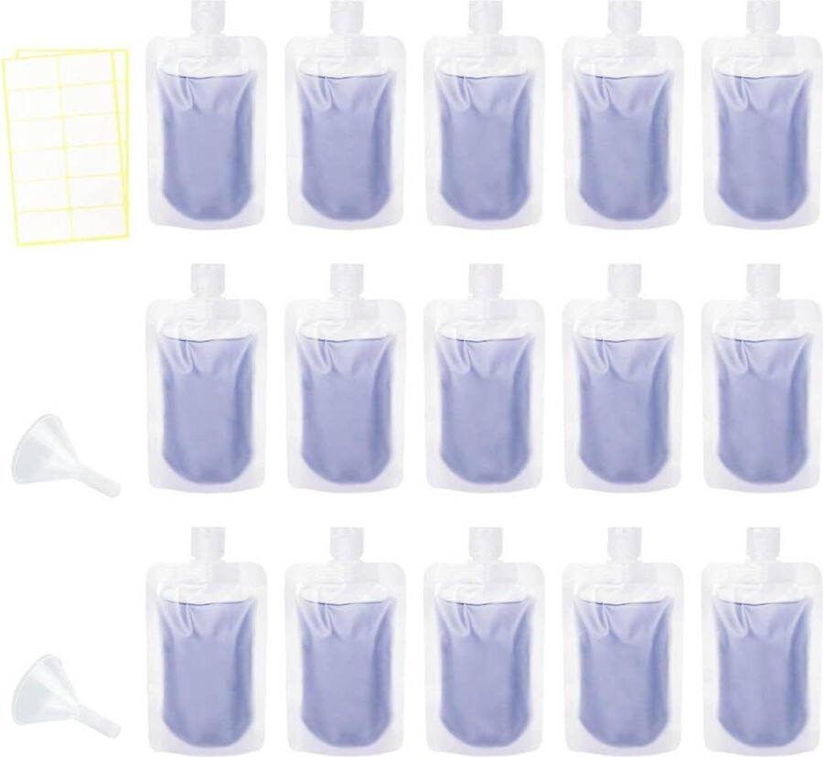 15 Stuks Vloeistof Container Reisfles Set 100ml Navulling Cosmetica Lekvrij Knijpzak Voor Shampoo-Douchegel-Crème reisflesjes handbagage