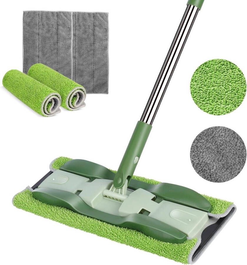 150 cm lange steel incl. 4 herbruikbare dweilpads Platte vloerwisser mop voor tegels en hardhout