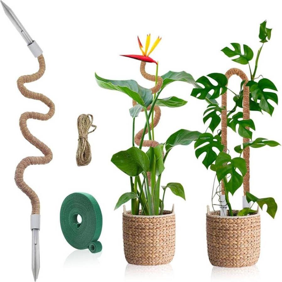 150 cm Mosstok voor klimplanten Buigbare plantenstok met palen en jute touw